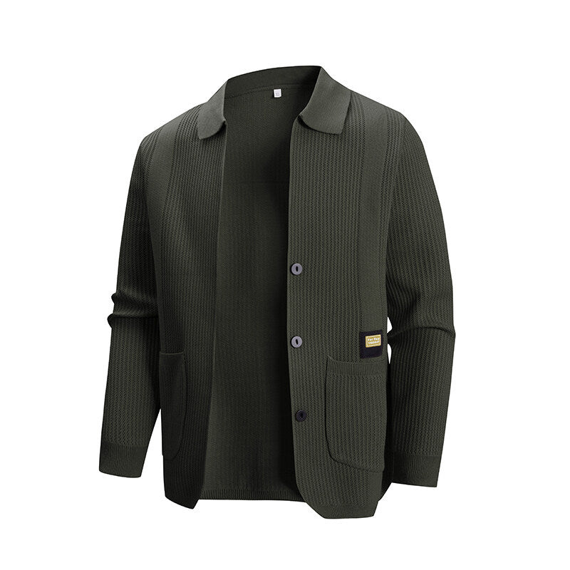 Herren Strickjacke Modern Rippmuster Praktisch