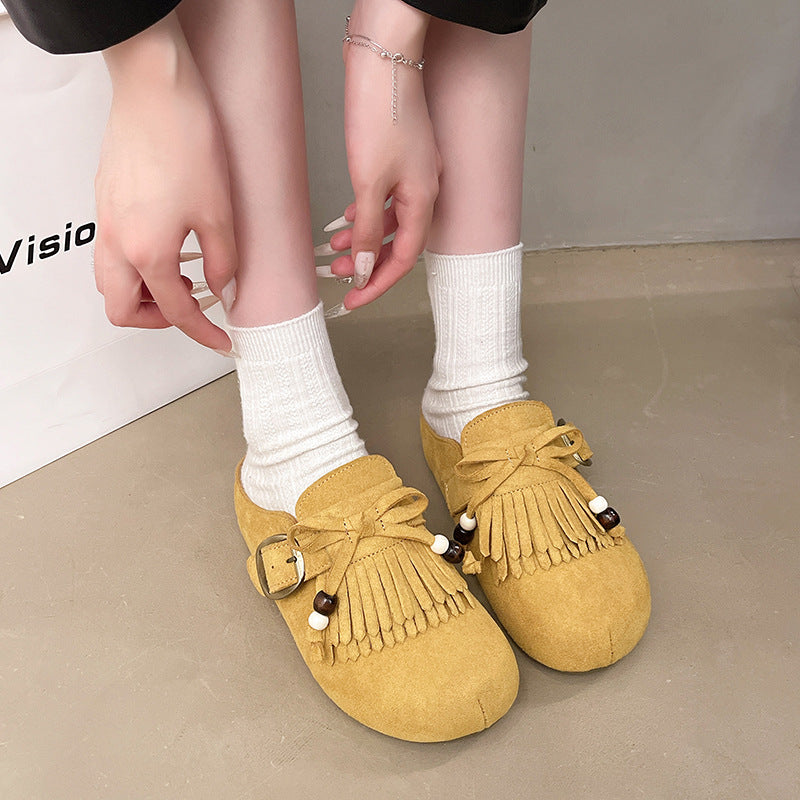 Damen Clogs Elegante Fransen Schnalle Modisch