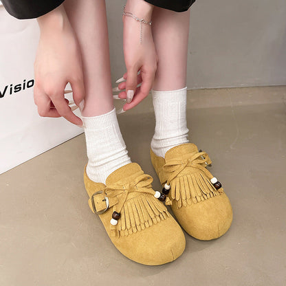 Damen Clogs Elegante Fransen Schnalle Modisch