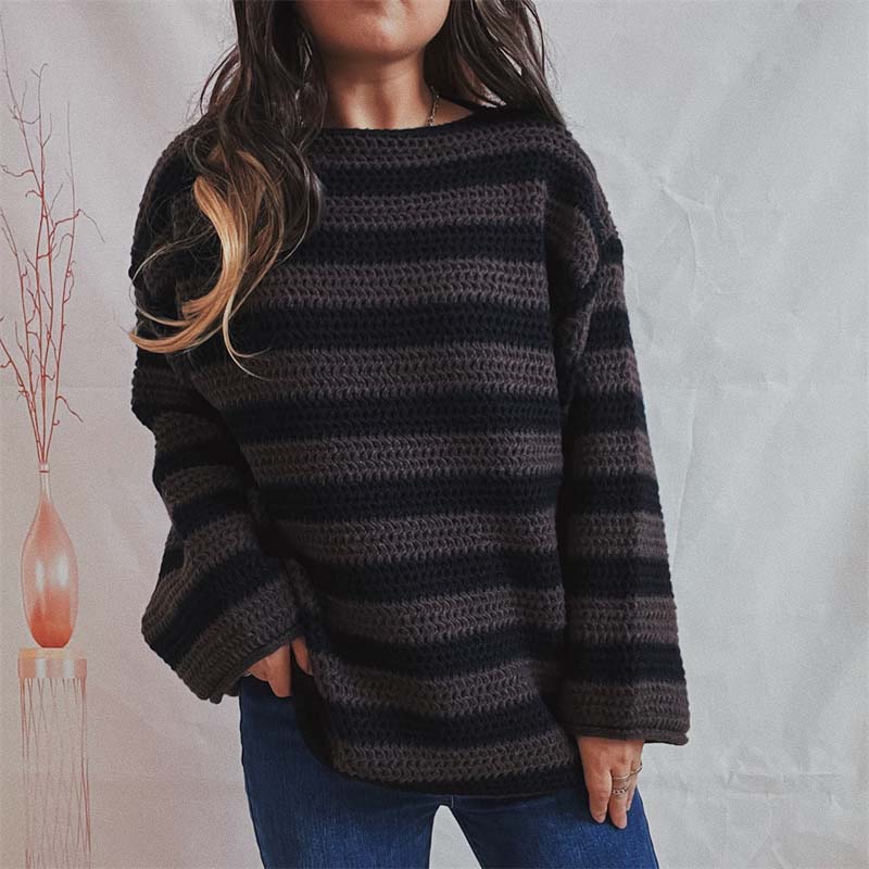 Gestreifter Strickpullover Weich Pastellfarben Damen - BerlinGlamour