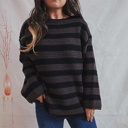 Gestreifter Strickpullover Weich Pastellfarben Damen - BerlinGlamour