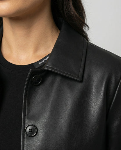 Damen Lederjacke Schwarz Biker Style Kurz