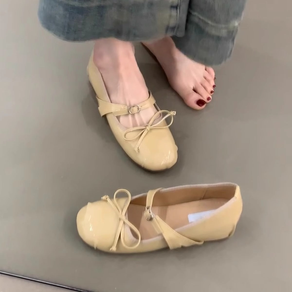 Damenschuhe Ballerinas Lackleder Verspielt Elegant