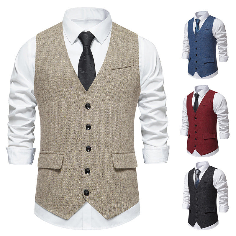 Herren Weste Elegant Mit Knöpfen Slim Fit