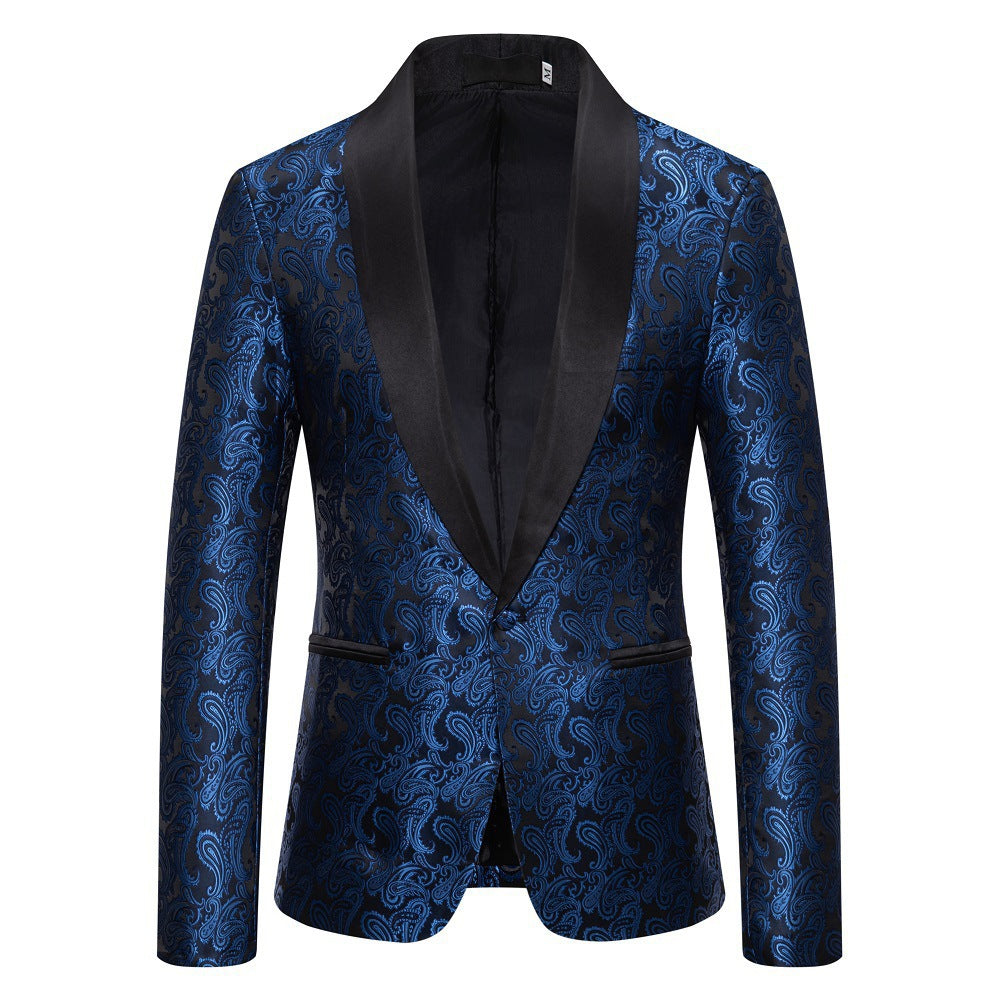 Herren Smokingjacke Paisley Muster Elegant Schwarz