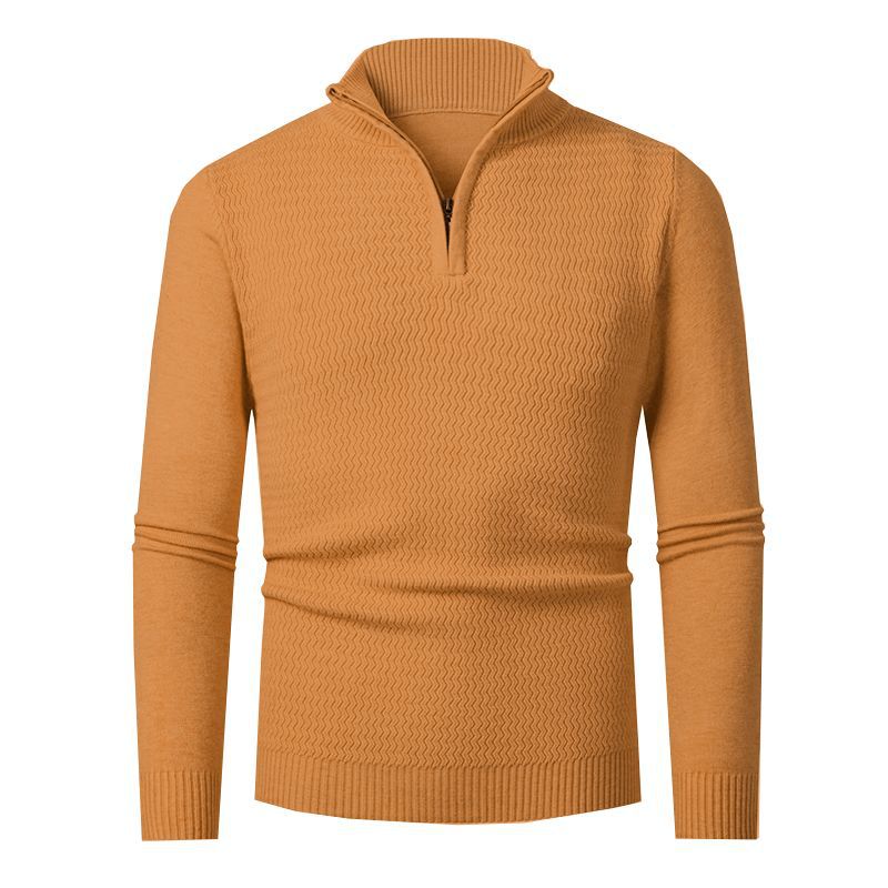 Herren Strickpullover Modern mit Reißverschluss und Wellenmuster