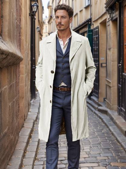 Herren Trenchcoat Elegant Langschwarz Wasserabweisend