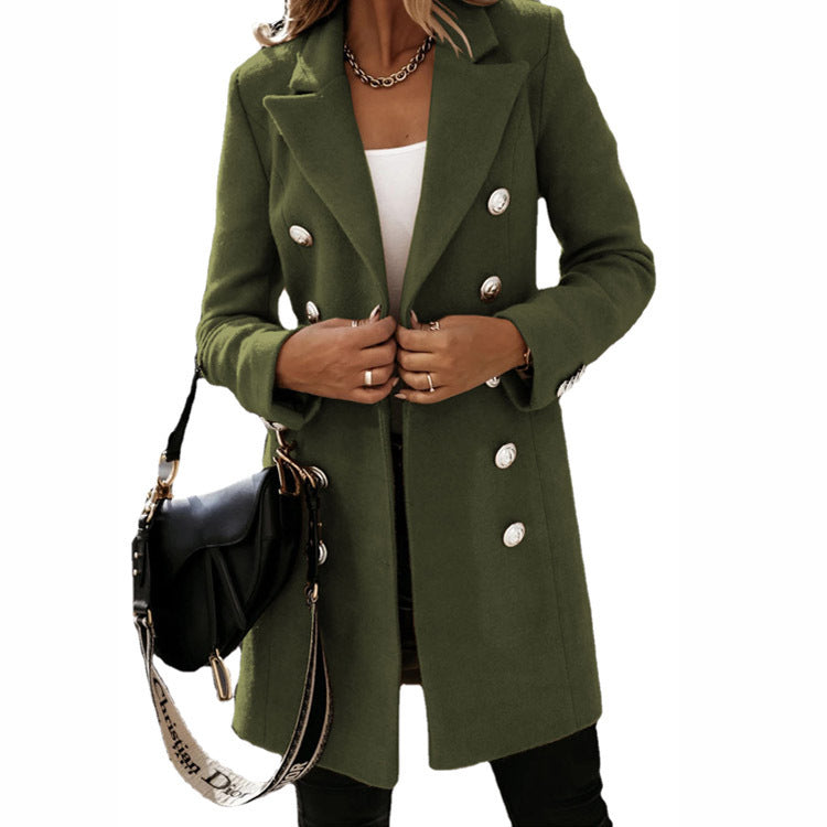 Damen Übergangsjacke Mit Doppelknöpfen Eleganter Kragen