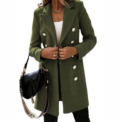 Damen Übergangsjacke Mit Doppelknöpfen Eleganter Kragen