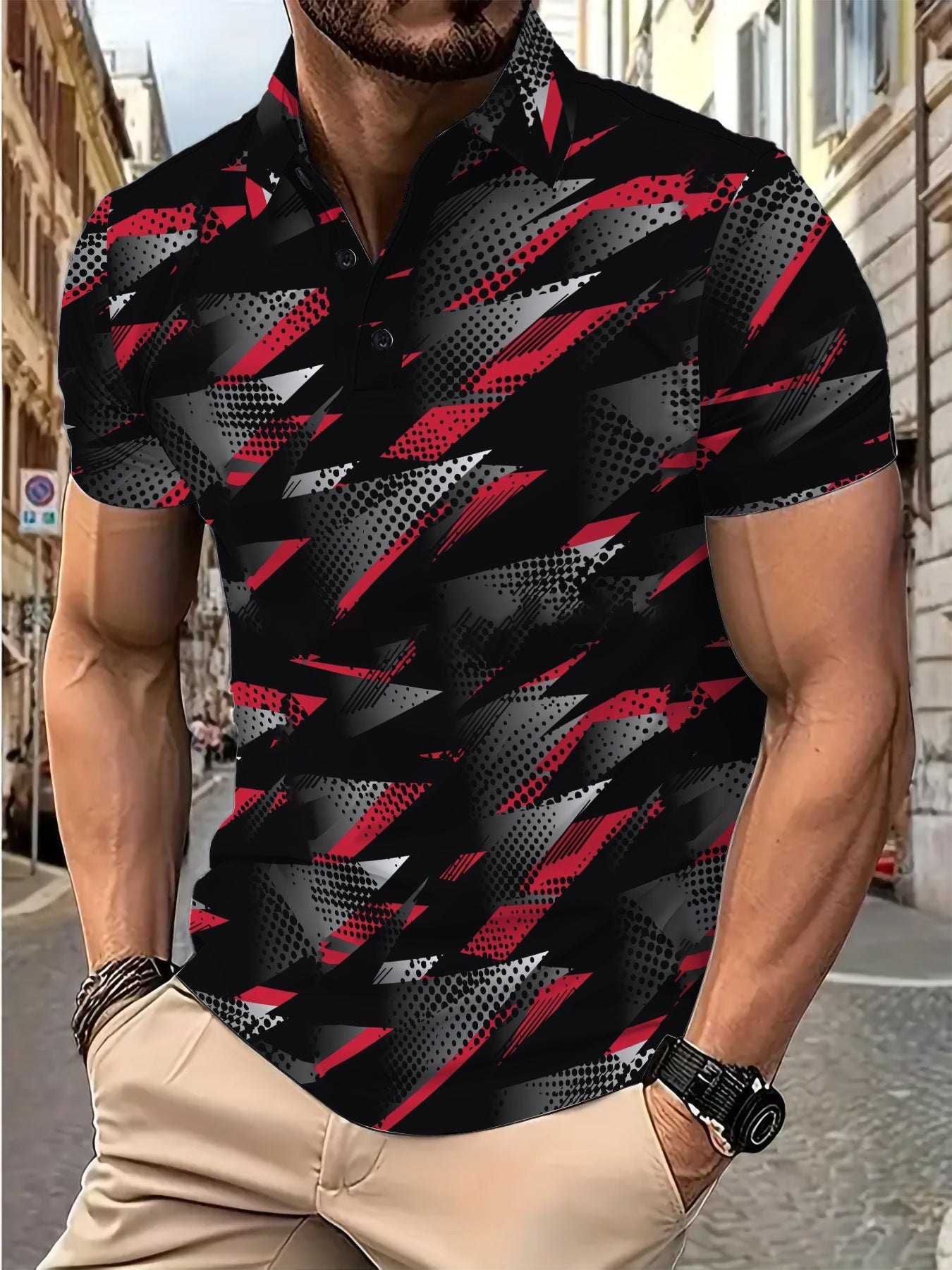 Herren Poloshirt atmungsaktiv mit Strukturmuster Sportlich