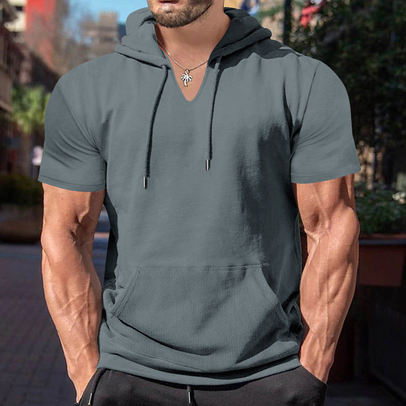 Herren Kapuzenshirt Lässig V-Ausschnitt Mit Bauchtasche