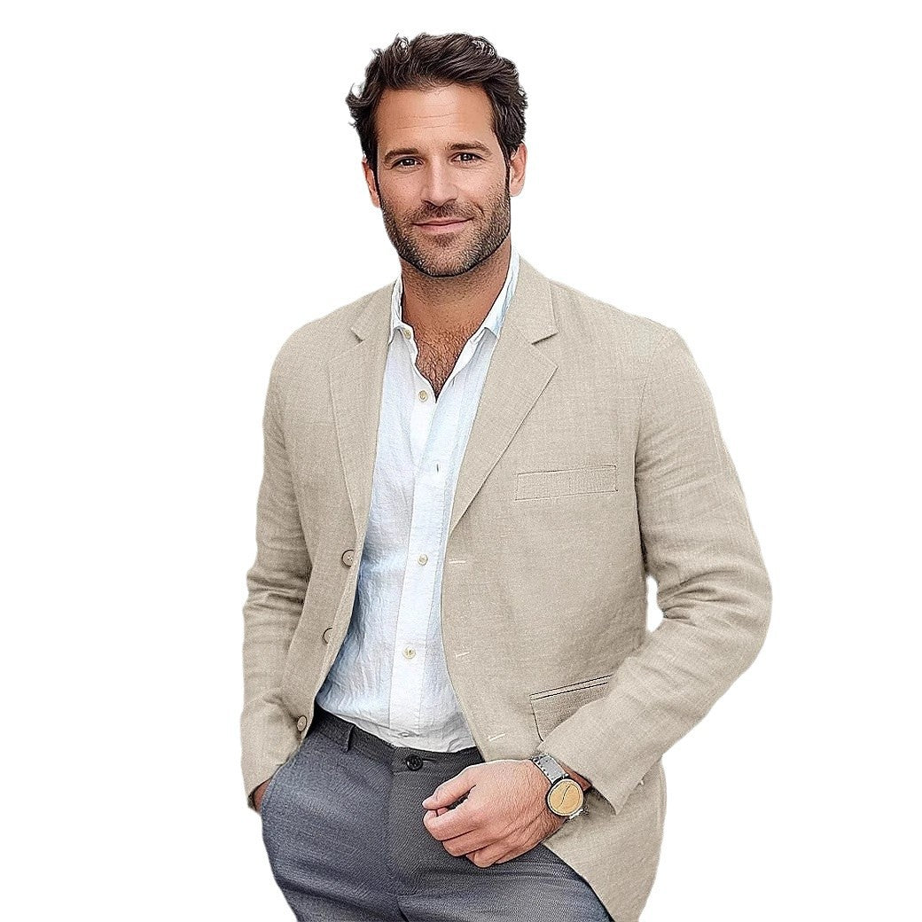 Herren Leinenblazer Leicht Sommer Modern