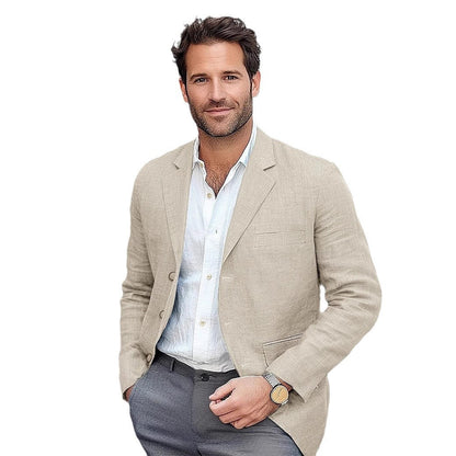 Herren Leinenblazer Leicht Sommer Modern