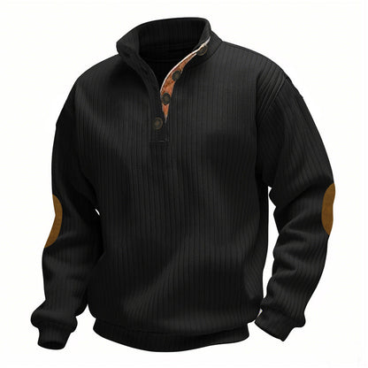Herren Strickpullover Lässig mit Kragen und Patches Modern