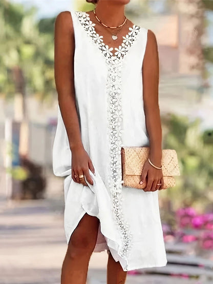 Sommerkleid Damen Leicht Spitzen Detail Modern