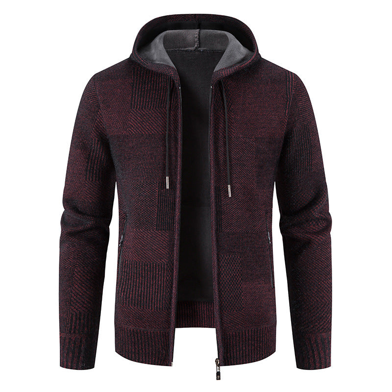 Herren Strickjacke Kapuze Modern Strick Design - BerlinGlamour