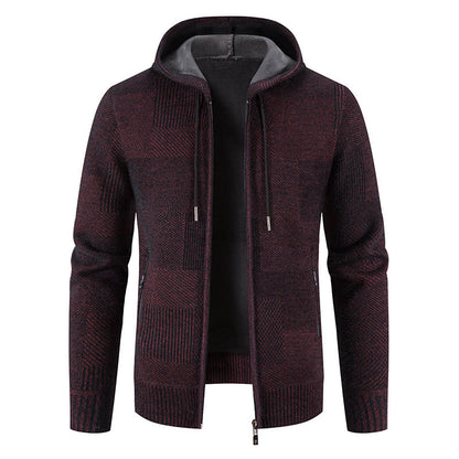 Herren Strickjacke Kapuze Modern Strick Design - BerlinGlamour
