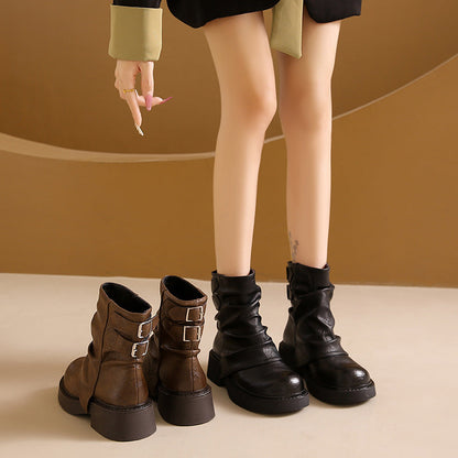 Damen Stiefeletten Asymmetrisch Robust Modisch Schwarz
