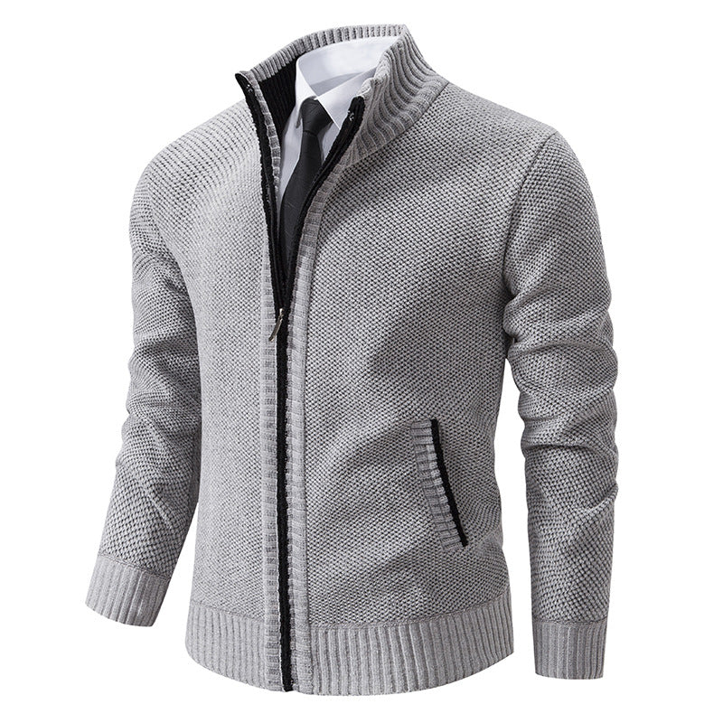 Herren Strickjacke Modern Elegante Reißverschluss Kragen