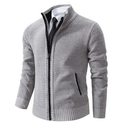 Herren Strickjacke Modern Elegante Reißverschluss Kragen