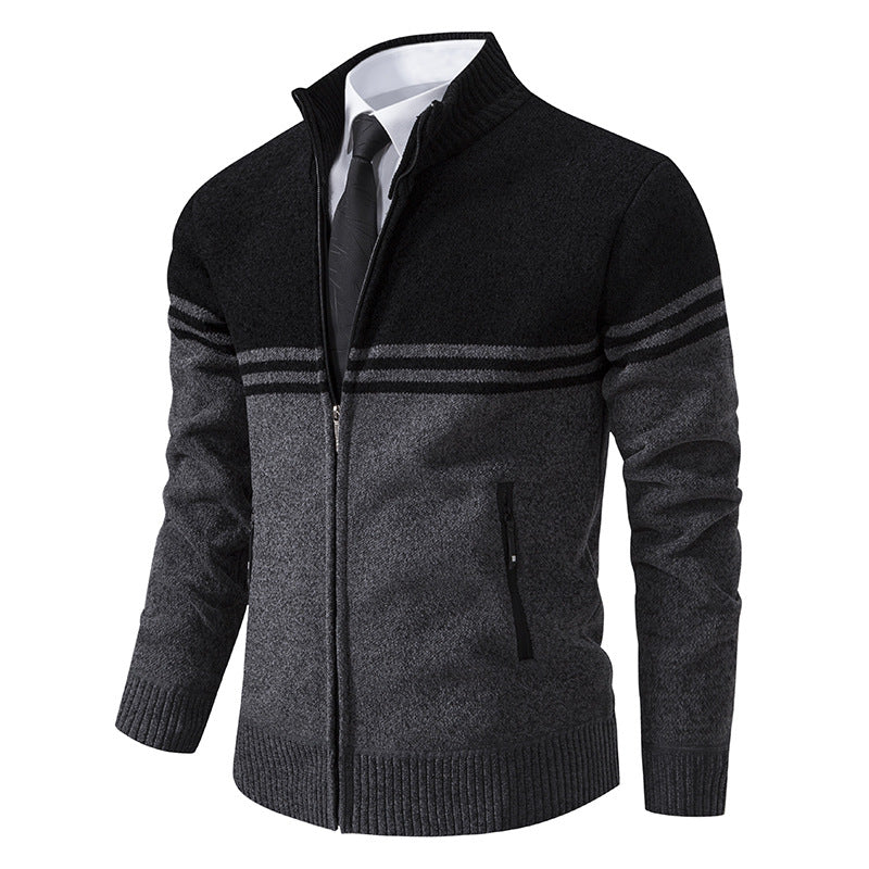 Herren Strickjacke Hoher Kragen Reißverschluss Modern