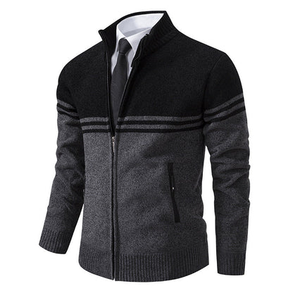 Herren Strickjacke Hoher Kragen Reißverschluss Modern