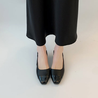 Damen Sling Pumps Glänzend Elegant Schwarz