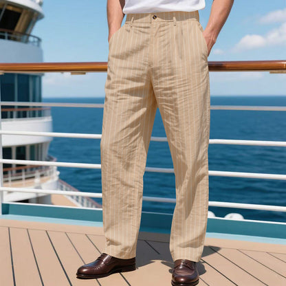 Herrenhose Streifenhose Elegant Locker Schnitt Mit Taschen