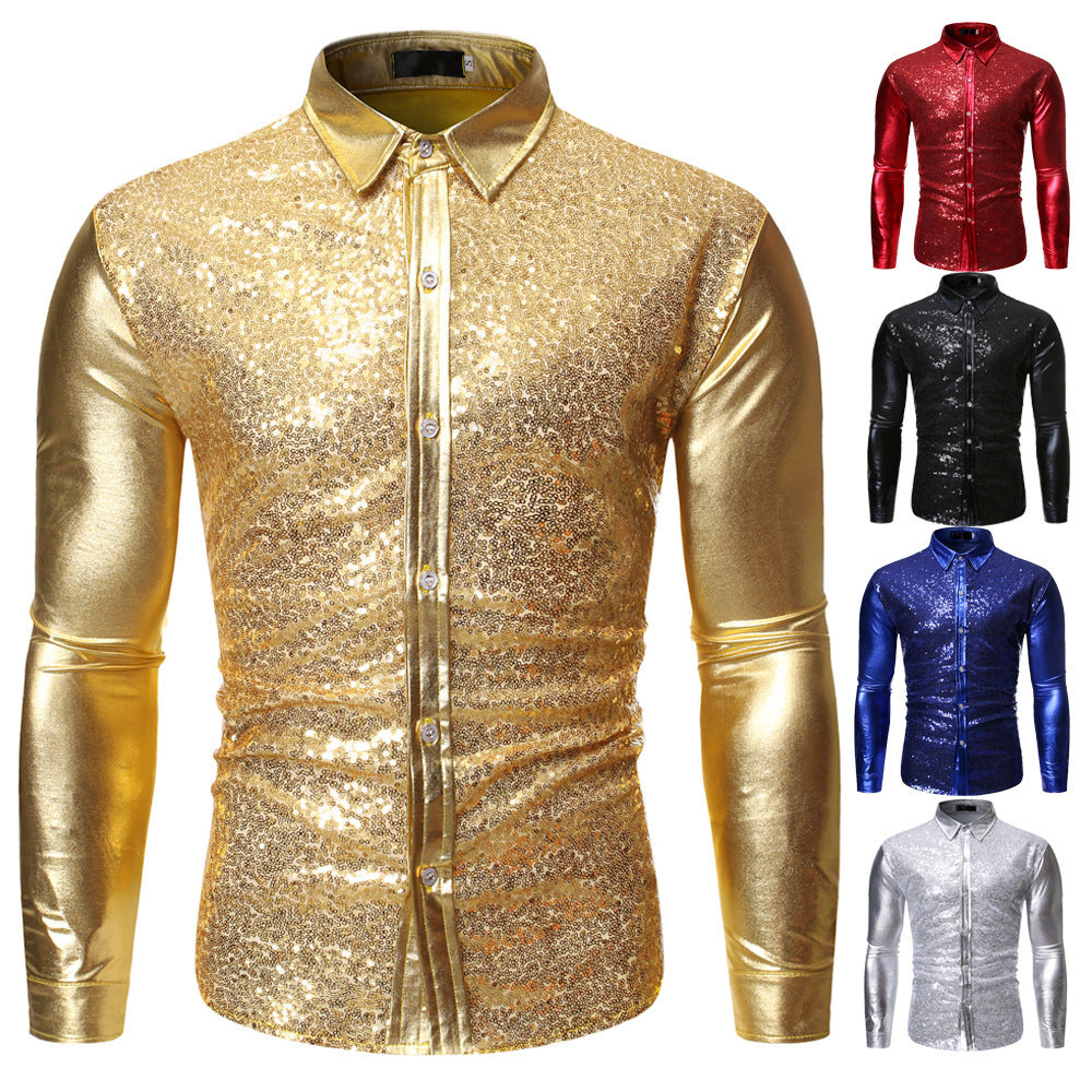 Herren Glitzershirt Paillettenhemd Slim Fit Modern - BerlinGlamour