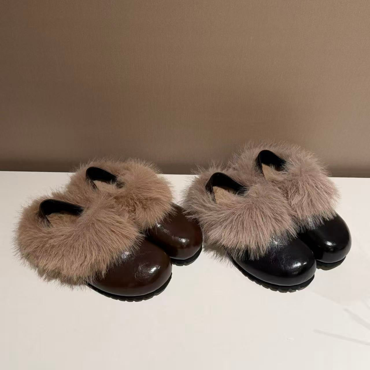 Damen Clogs Warm Fellkragen Rutschfest Winter