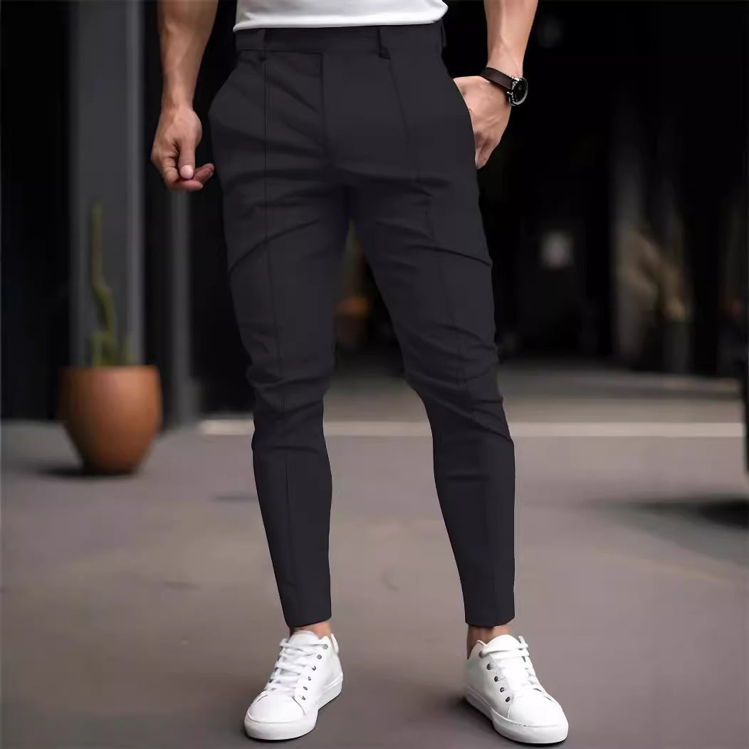 Herren Slim Fit Chino Hose Mit Taschen Elegant