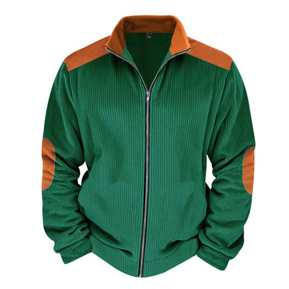 Herren Sportjacke Rippenstruktur Kontrastärmel Modern