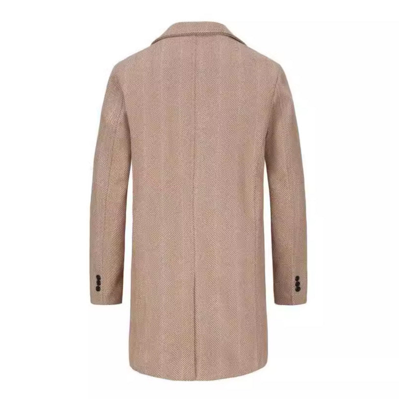 Herren Wollmantel Eleganter Doppelrevers Mantel Berlin Stil