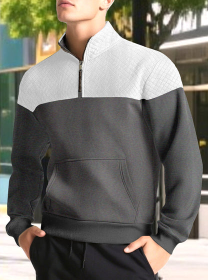 Männer Pullover Stehkragen Sportlich Strukturiert