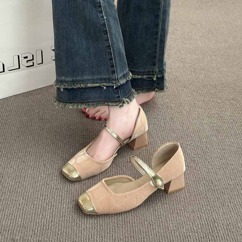 Damen Ballerinas Elegante Sling Schuhe Glänzend Mit Riemen