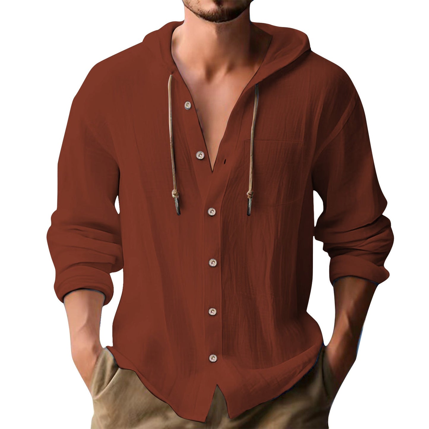 Herren lässiges Kapuzenshirt mit Knopfleiste und praktischen Taschen BerlinGlamour.
