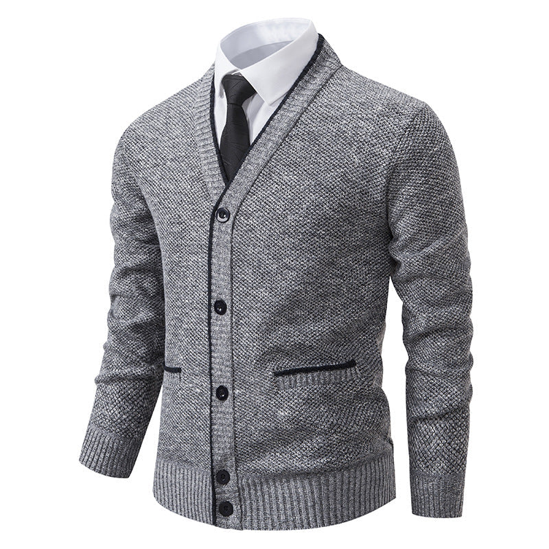 Herren Strickjacke V-Ausschnitt Elegante Details Modern
