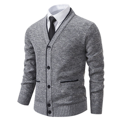 Herren Strickjacke V-Ausschnitt Elegante Details Modern