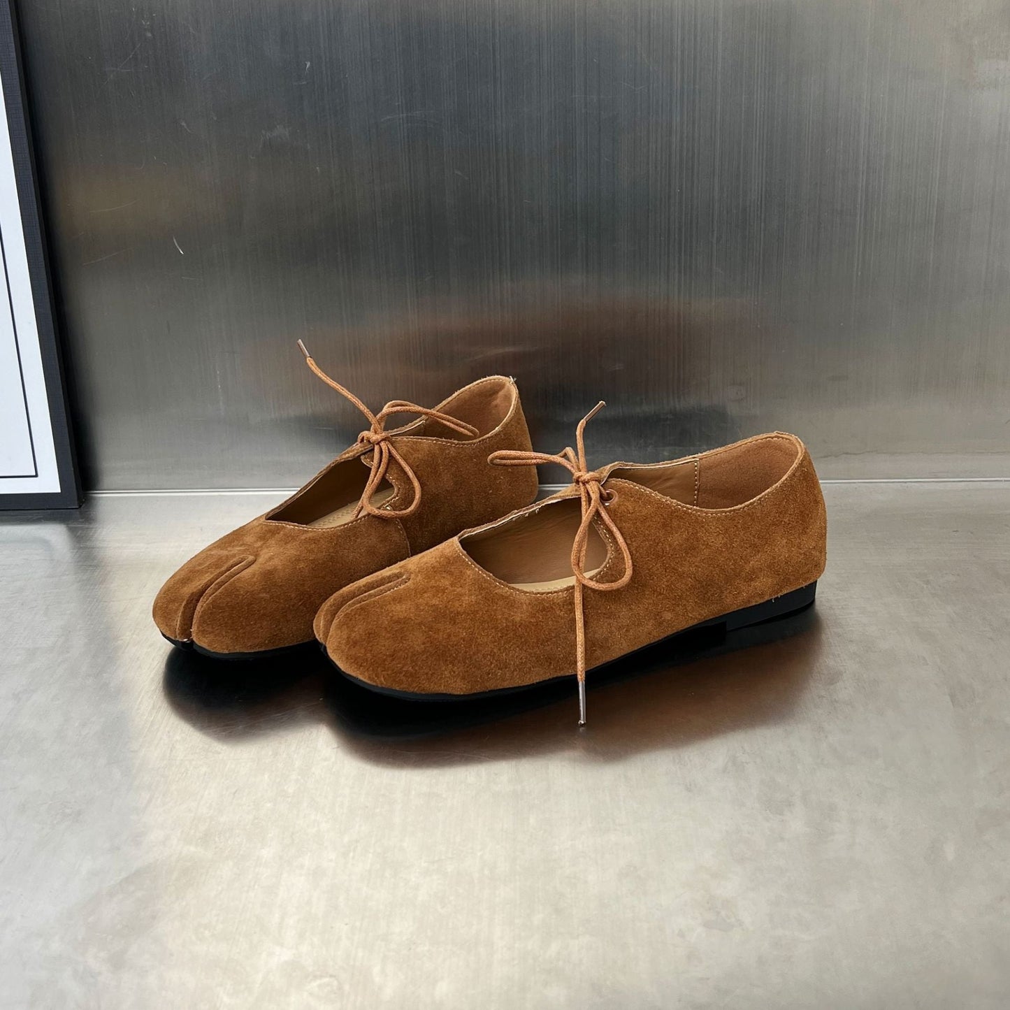 Damen Mokassins Wildleder Elegante Schnürung