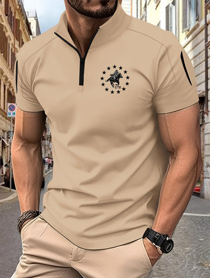 Herren Funktionsshirt Kurzarm mit Reißverschluss Modern