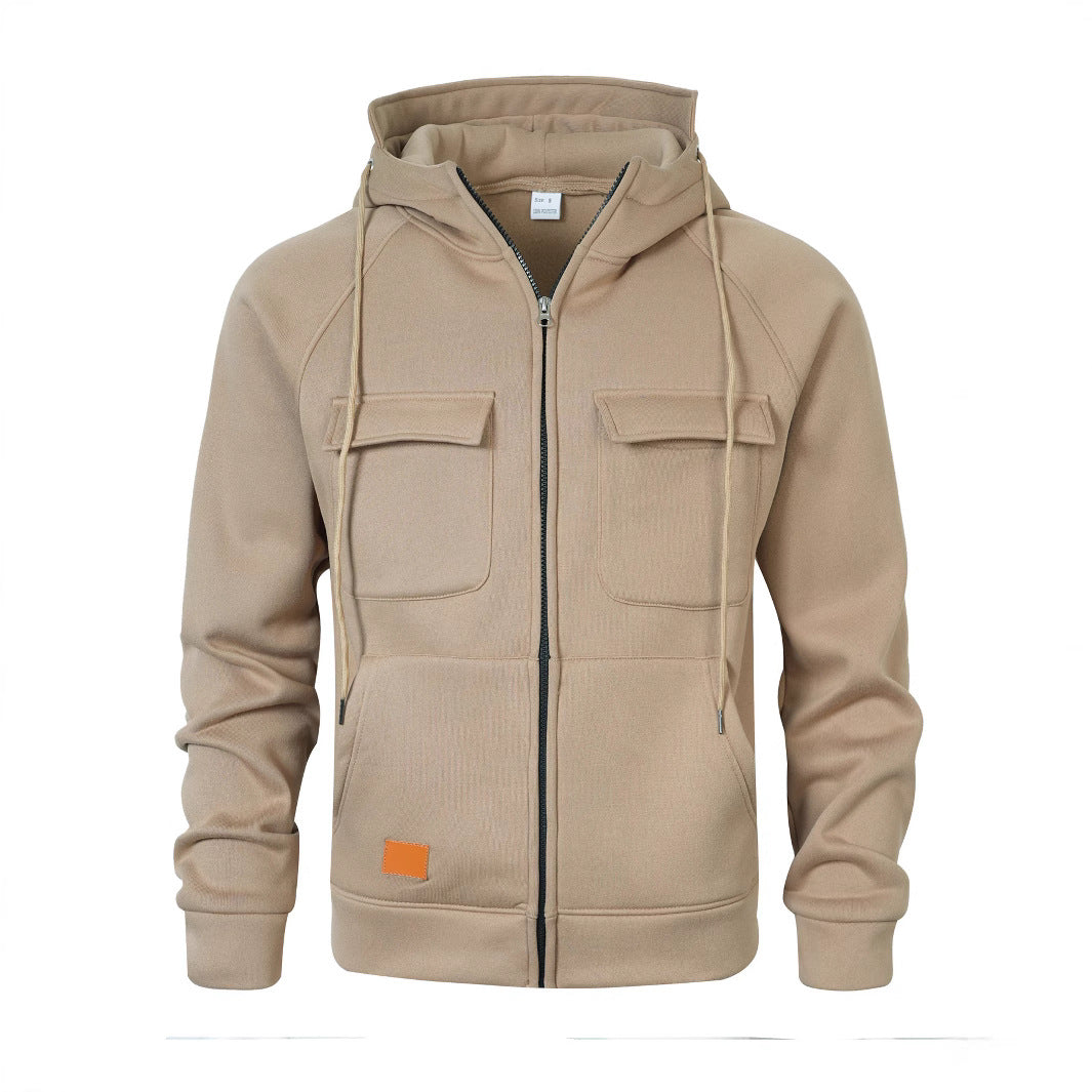 Herren Kapuzenjacke Modern mit Taschen Reißverschluss Schwarz - BerlinGlamour