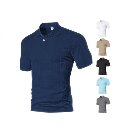 Herren Polohemd mit Struktur und Brusttasche Modern
