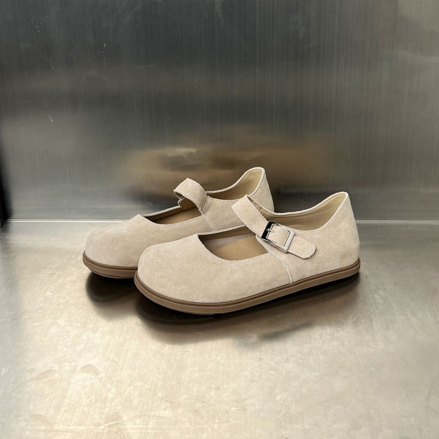 Damen Halbschuhe Weiches Wildleder Komfortabel Mit Riemen - BerlinGlamour