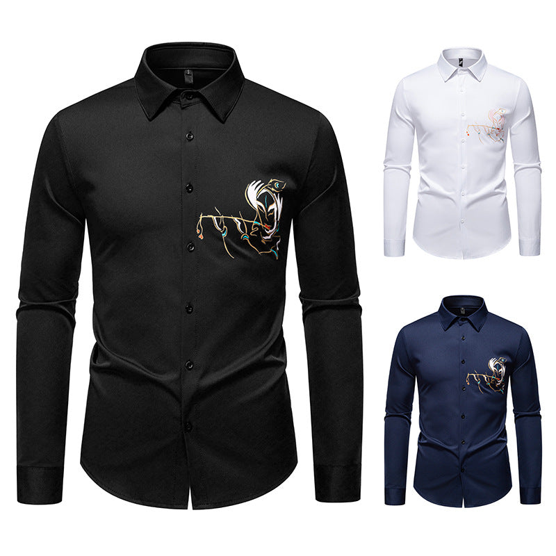 Herren Langarmhemden mit Stickdesign Berlin Style