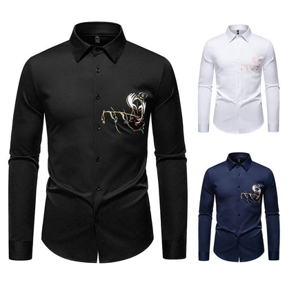 Herren Langarmhemden mit Stickdesign Berlin Style