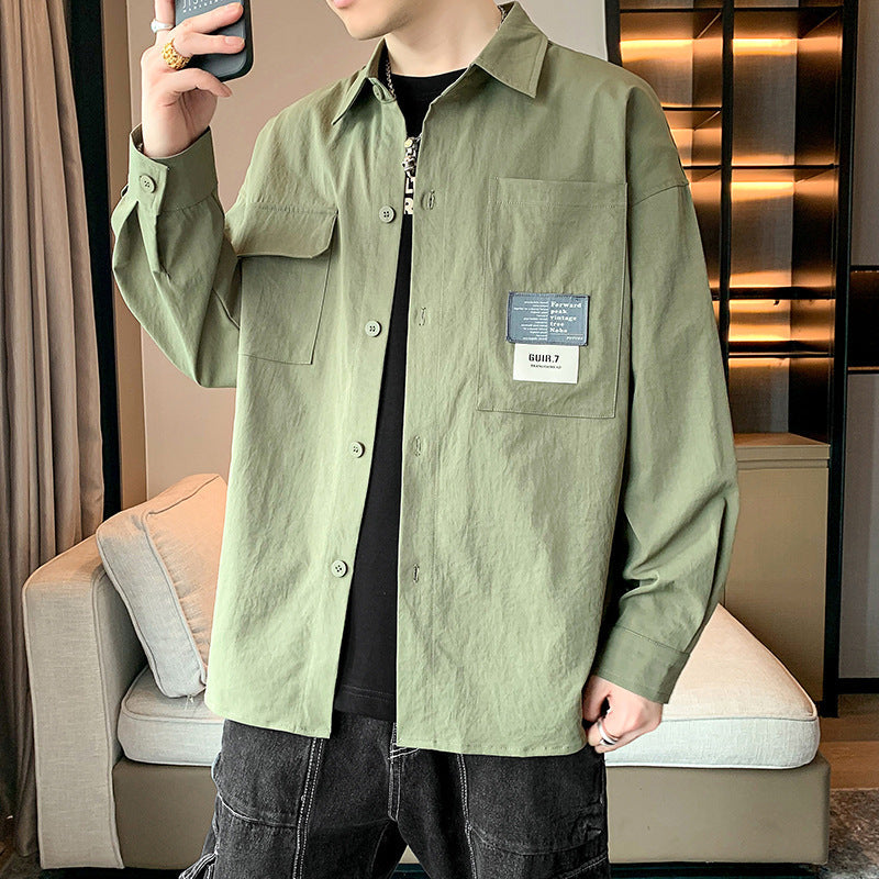 Herren Hemdjacke Utility Style Modern mit Taschen