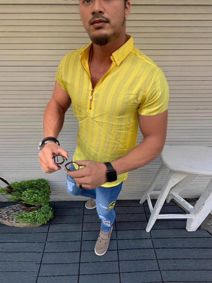 Männer Kurzarmhemd Modern Streifen Elegант