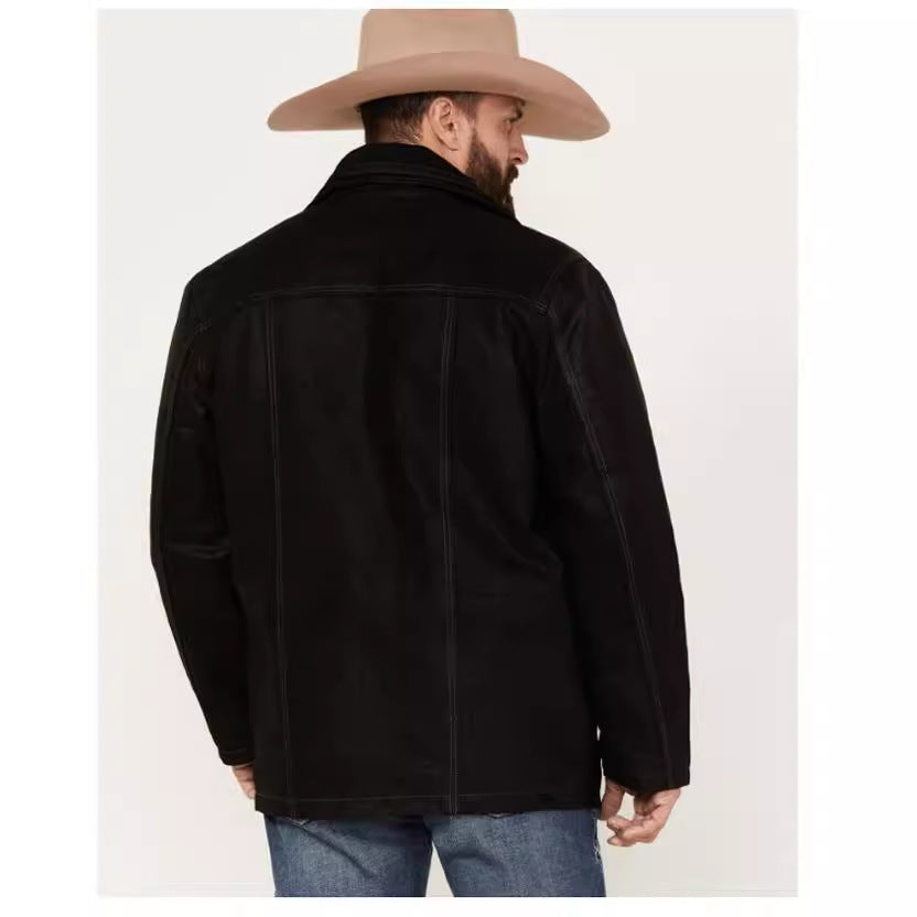 Elegante Lederjacke Herren Lederjacke Hochkragen Schwarz