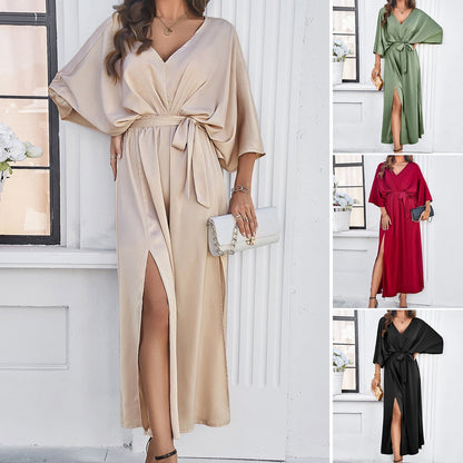 Damen Maxikleid Elegant Hochgeschlitzt Abendkleid - BerlinGlamour