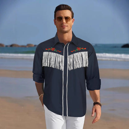 Herren Westernhemd Fransen Bestickung Berlin Western Look
